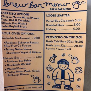 Provecho Coffee - Menu 9/5/26 - Coffee & Tea Near Me - San Diego, California