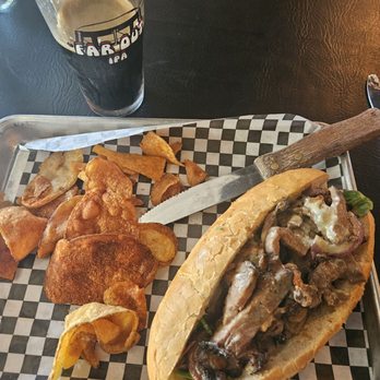 The Haus Bistro - Steak Sandwich with Haus-made chips. - Bars Near Me - Calimesa, California