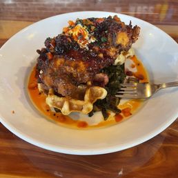 Chicken and waffles, yum!