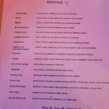 Cherry's On the Bay - Martini Menu - Gay Bars Near Me - Cherry Grove, New York