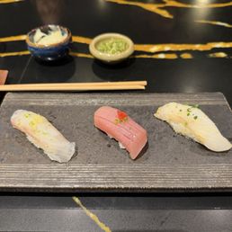 Madai, Buri, Hirame (Left to right) Madai, Buri, Hirame (Left to right)