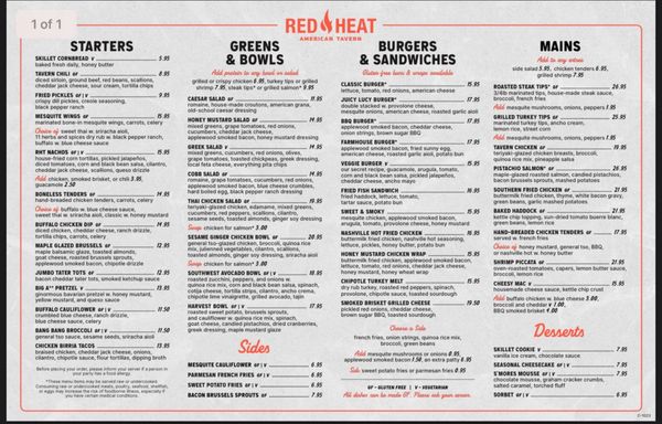 Menu photo 1 Red Heat Tavern Milford, MA