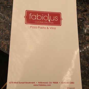 Fabiolus Cucina - Menu for fabiolus. - Italian Near Me - Hollywood, California