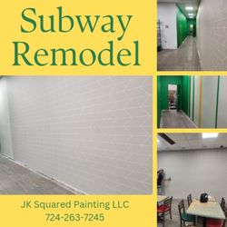 JK Squared Painting - Commercial remodels.
Wallpaper paper removal, fixed drywall, prime and wallpapered.