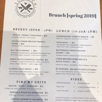 Scratch Kitchen - Brunch menu - Feb 2019 - Breakfast & Brunch Near Me - Honolulu, Hawaii