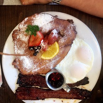 Sweet Maple - Big Hip french toast with a side of eggs and MILLIONAIRE'S BACON - American Near Me - San Francisco, California Sweet Maple - Big Hip french toast with a side of eggs and MILLIONAIRE'S BACON - American Near Me - San Francisco, California