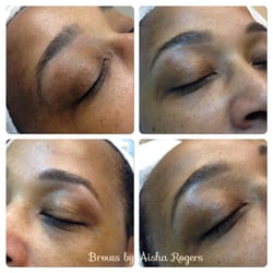 Aisha Rogers Beauty - Flawless Brow Shaping with tweezers and brow powder.