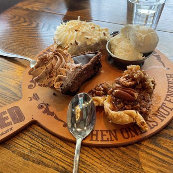 Baked Pie Company - Pie flight: honey pecan, coconut cream & chocolate cheesecake - Bakeries Near Me - Arden, North Carolina