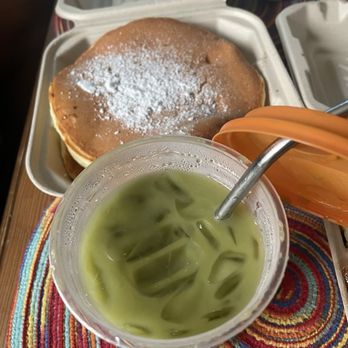 Hash - dry 3 Buttermilk Pancakes and disgusting matcha latte - Breakfast & Brunch Near Me - Los Angeles, California