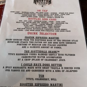 The Rooster Tavern - Drinks menu - American Near Me - Scottsdale, Arizona The Rooster Tavern - Drinks menu - American Near Me - Scottsdale, Arizona