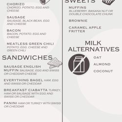 The Well Coffee And - Food menu