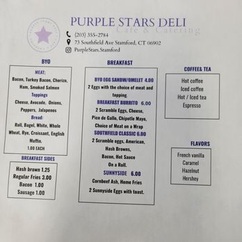 Purple Stars Deli - Breakfast menu - Cafes Near Me - Stamford, Connecticut Purple Stars Deli - Breakfast menu - Cafes Near Me - Stamford, Connecticut