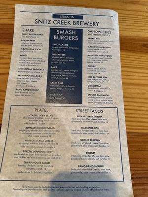 Menu photo 4 Snitz Creek Brewery Lebanon, PA Menu photo 4 Snitz Creek Brewery Lebanon, PA