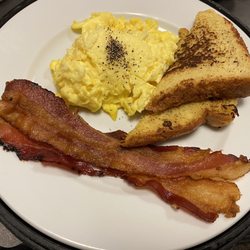 Sentara Northern Virginia Medical Center - Breakfast: French Toast, Scrambled Eggs, and Bacon.