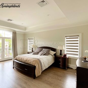 SpringBlinds - Premium Layered Zebra Roller Shades in Bedroom - Shades & Blinds Near Me - Ridgefield, New Jersey SpringBlinds - Premium Layered Zebra Roller Shades in Bedroom - Shades & Blinds Near Me - Ridgefield, New Jersey