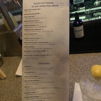 Velvet Elk Lounge - Menu 9/2022 - Lounges Near Me - Boulder, Colorado