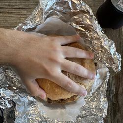 Guera’s - Steak Torta, no lettuce/tomato, hand for size reference