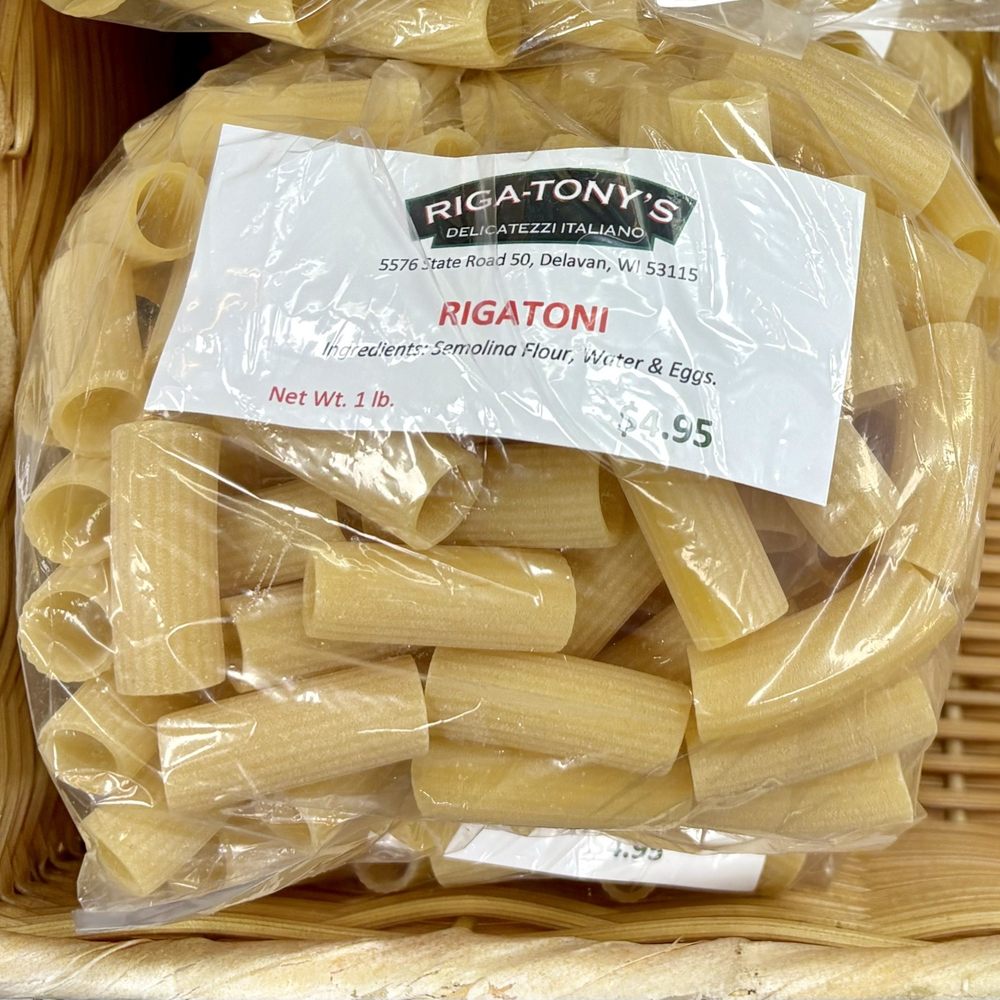 Riga-Tony's Delicatezzi Italiano - Homemade Rigatoni Pasta - Delis Near Me - Delavan, Wisconsin Riga-Tony's Delicatezzi Italiano - Homemade Rigatoni Pasta - Delis Near Me - Delavan, Wisconsin