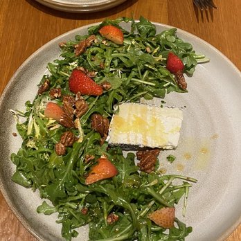 Yardbird - Humboldt Fog Strawberry & Arugula Salad with drizzled spiced honey and we got extra honey - Southern Near Me - Los Angeles, California Yardbird - Humboldt Fog Strawberry & Arugula Salad with drizzled spiced honey and we got extra honey - Southern Near Me - Los Angeles, California