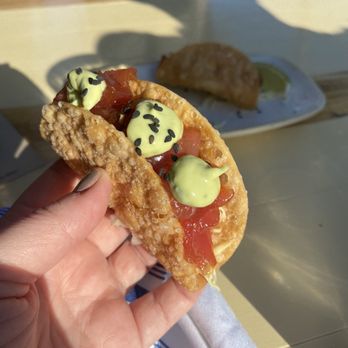 Monkeypod Kitchen - Happy hour Poke Tacos - New American Near Me - Lahaina, Hawaii