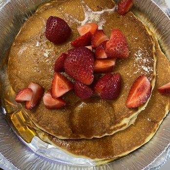 Urth Caffé - Orange - Organic buttermilk pancakes with strawberries - Coffee & Tea Near Me - Orange, California Urth Caffé - Orange - Organic buttermilk pancakes with strawberries - Coffee & Tea Near Me - Orange, California