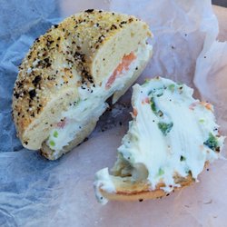 The Bagel Emporium of Armonk - Everything bagel lightly toasted. Jalapeño & Lox cream cheese. Love.