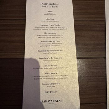 Izakaya Osen - Omakase menu - the rest are on the ipad - Sushi Bars Near Me - Irvine, California