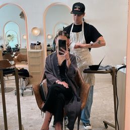 Robbie starting on my hair