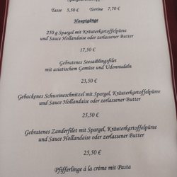 Restaurant Am Peenetal - Saisonale Speisekarte mit Spargelgerichten.