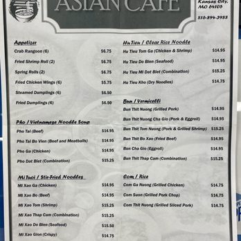 Asian Cafe - Menu Front - Pan Asian Near Me - Kansas City, Missouri