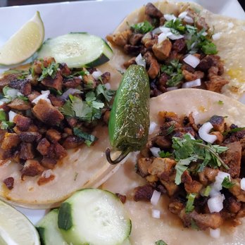 El Guajillo Mexican - Tacos al pastor. Needed more onion and cilantro for my taste. - Mexican Near Me - Trenton, New Jersey El Guajillo Mexican - Tacos al pastor. Needed more onion and cilantro for my taste. - Mexican Near Me - Trenton, New Jersey
