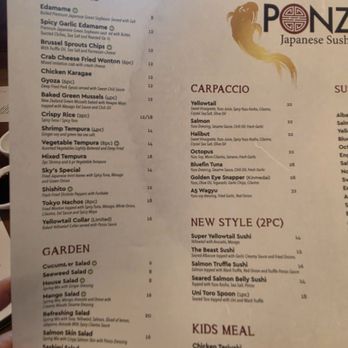 Ponzu Sushi Bar - Menu - Sushi Bars Near Me - Santa Ana, California