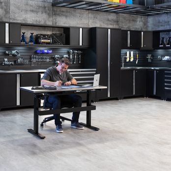 NewAge Products - Adjustable worktable with Stainless Steel Worktop and Pro Series Garage Cabinetry. - Cabinetry Near Me - Toronto, Ontario NewAge Products - Adjustable worktable with Stainless Steel Worktop and Pro Series Garage Cabinetry. - Cabinetry Near Me - Toronto, Ontario