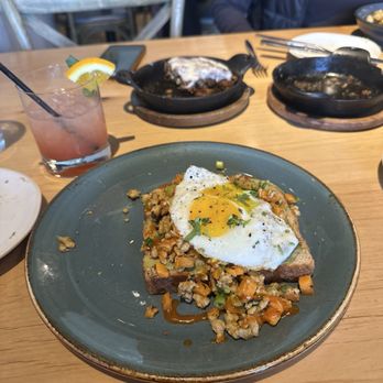 Kitchen Social - Chicken and sweet potato hash on avocado toast - New American Near Me - Dublin, Ohio