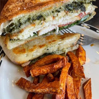 Sweet Potato Cafe - Pesto Chicken Panini Sandwich - American Near Me - Stone Mountain, Georgia Sweet Potato Cafe - Pesto Chicken Panini Sandwich - American Near Me - Stone Mountain, Georgia