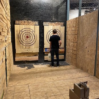 Anarchy Axe Throwing - Cleaning the area before we get started... - Escape Games Near Me - Indianapolis, Indiana