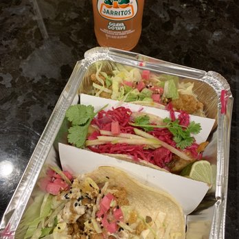 La Carnita - 2 shrimp tacos, 1 cod taco and a guava jarritos - Mexican Near Me - Mississauga, Ontario La Carnita - 2 shrimp tacos, 1 cod taco and a guava jarritos - Mexican Near Me - Mississauga, Ontario