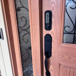 Exterior outside entrance of Locksmith on Duty - Residential lock set and keypad lock "fresh" installation Exterior outside entrance of Locksmith on Duty - Residential lock set and keypad lock "fresh" installation