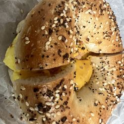 Bagel Bakery Cafe - Everything bagel good but Bacon, egg, and cheese was frozen processed microwaved tasting food inset nauseated face !