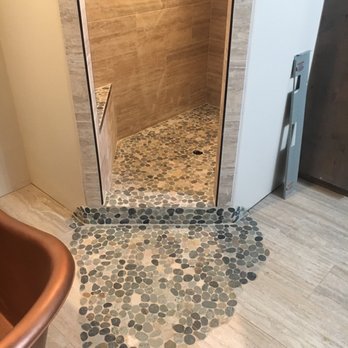 Fisher Tileworx - Master shower floor stone - Tiling Near Me - Placerville, California