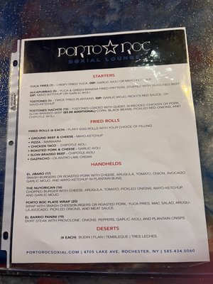 Menu photo 2 Porto Roc Soxial Lounge Rochester, NY Menu photo 2 Porto Roc Soxial Lounge Rochester, NY