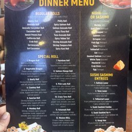 Dinner table side menu