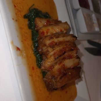 Steak 48 - Braised Pork Belly 10/10 ! More on the sweet side but cooked just right over a bed of spinach. - Steakhouses Near Me - Beverly Hills, California Steak 48 - Braised Pork Belly 10/10 ! More on the sweet side but cooked just right over a bed of spinach. - Steakhouses Near Me - Beverly Hills, California