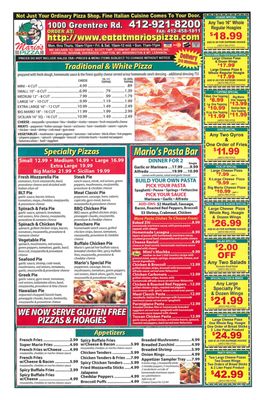 Menu photo 4 Mario's Pizza Pittsburgh, PA