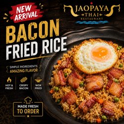 Bacon fried rice with fried egg on top