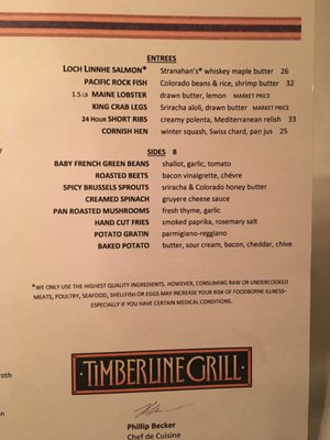 Menu photo 6 Timberline Grill Black Hawk, CO