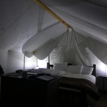 Under Canvas Glacier - Inside the tent at night - Campgrounds Near Me - Coram, Montana