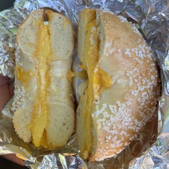 Moe's Broadway Bagel - Egg & Cheese on salt bagel - Bagels Near Me - Denver, Colorado
