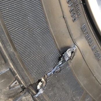 Commonwealth Car Wash - Tire damage in shape of metal air valve - Car Wash Near Me - Fullerton, California Commonwealth Car Wash - Tire damage in shape of metal air valve - Car Wash Near Me - Fullerton, California