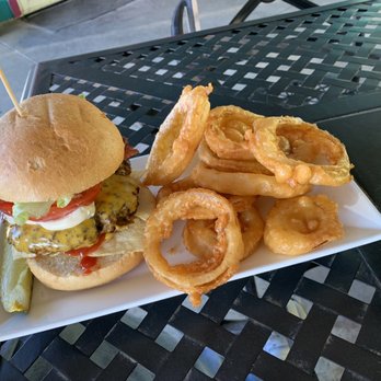 Lefty's Diner - Bases loaded Burger and onion rings - Diners Near Me - Caseville, Michigan